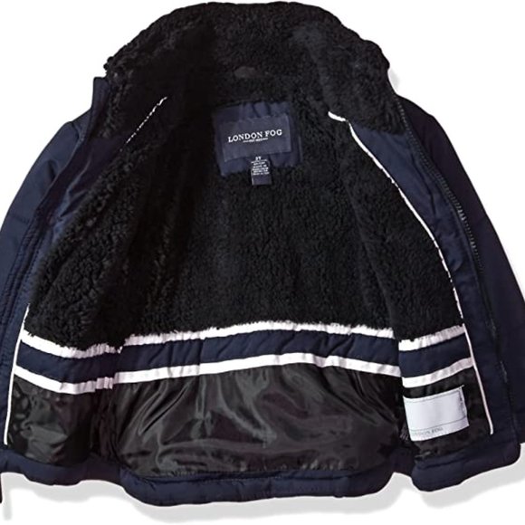 NWT London Fog Boys Big Hooded Bubble Sherpa Lined Jacket Size L/14-16 $120 3D41 - Picture 2 of 2